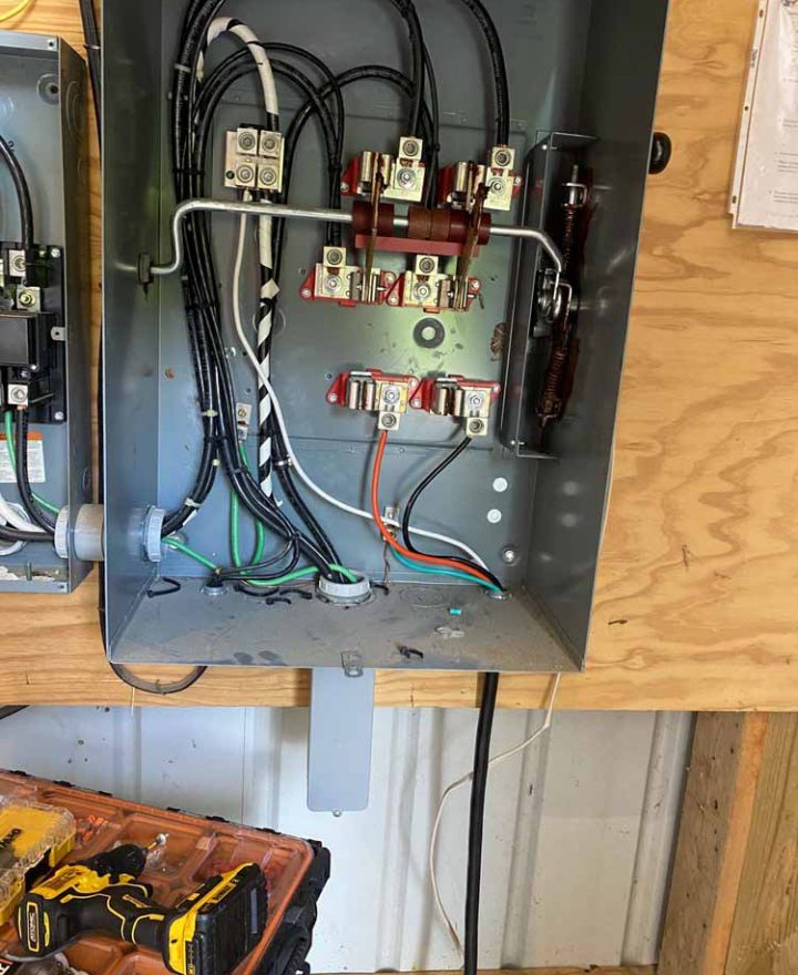 newly installed transfer switch box